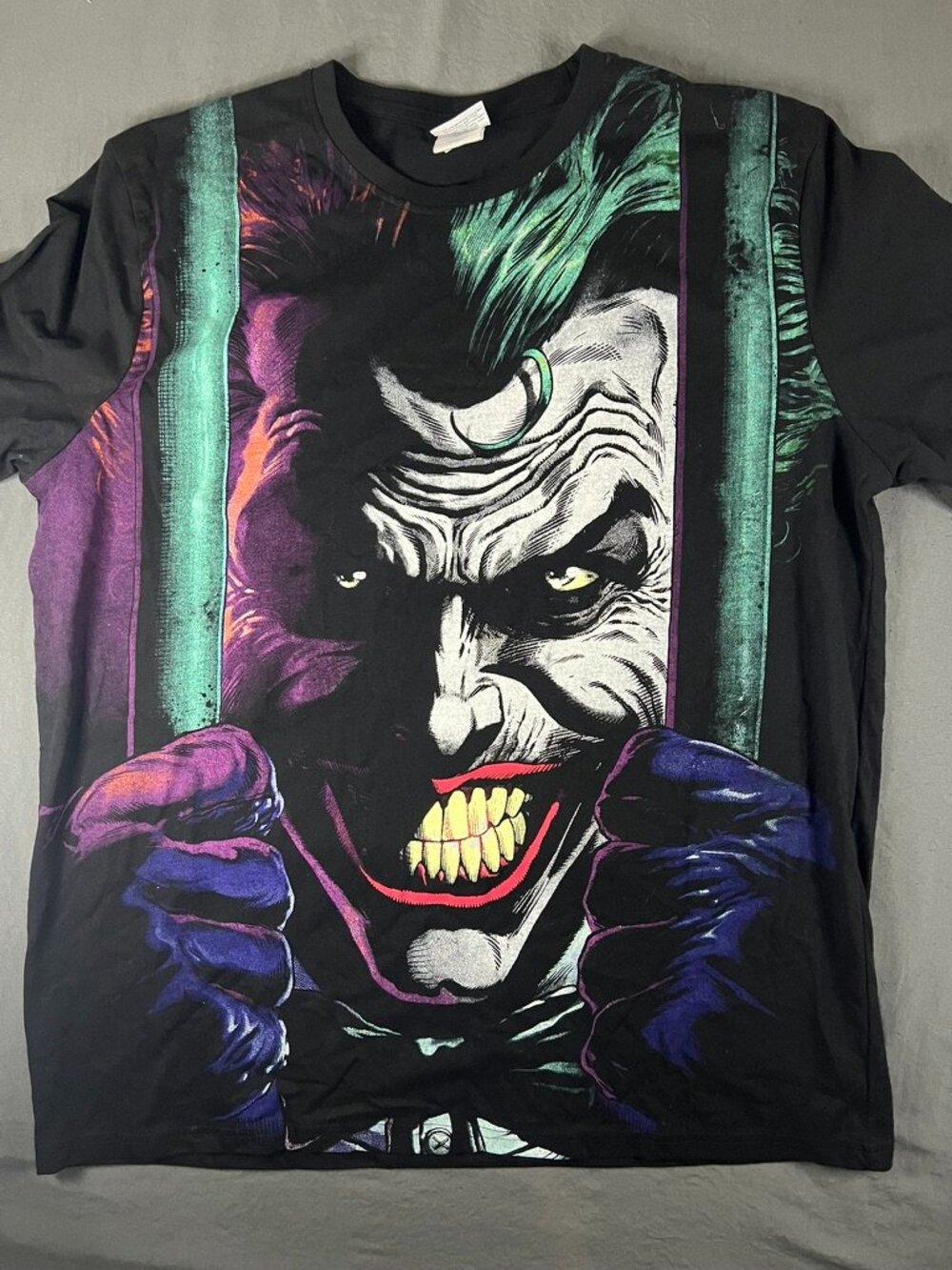 DC Batman Joker Behind Bar Tee AOP Men’s Large Mega Print Suicide Squad